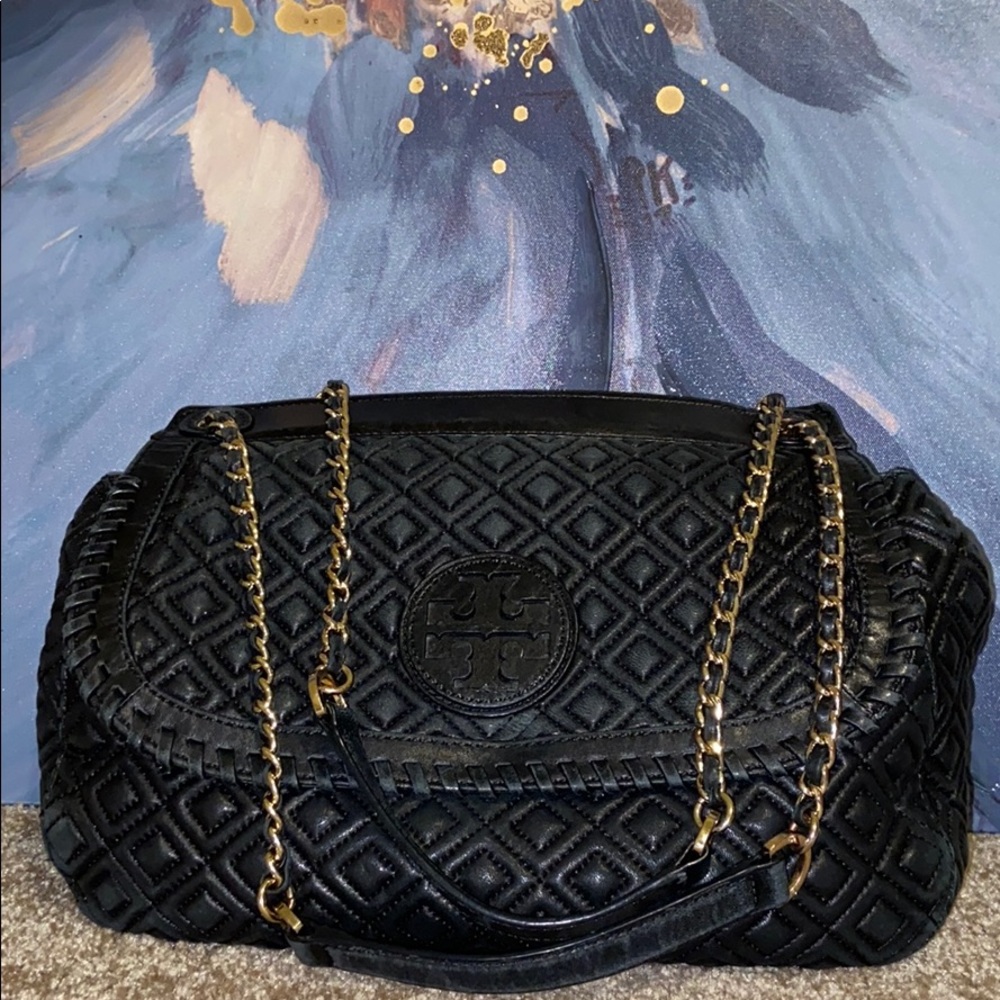 Tory Burch Quilted Black Chain-Handle Shoulder Bag